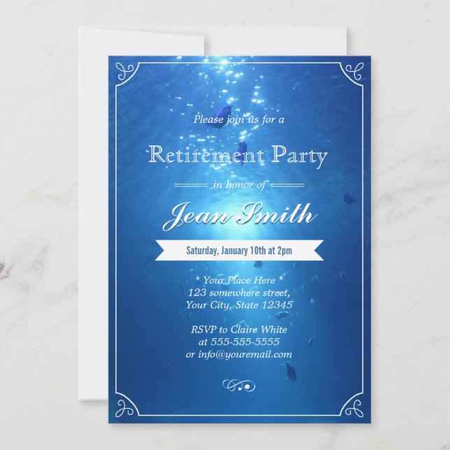 Elegantes invitaciones para la fiesta de retiro az (Anverso)