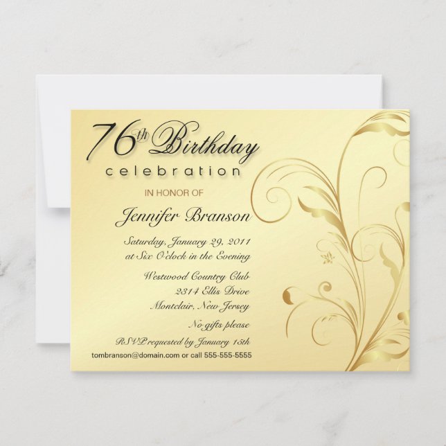 Elegantes invitaciones para la fiesta sorpresa de  (Anverso)