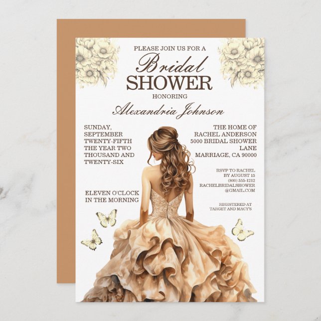 Elegantes invitaciones para ropa de baño con ducha (Anverso / Reverso)
