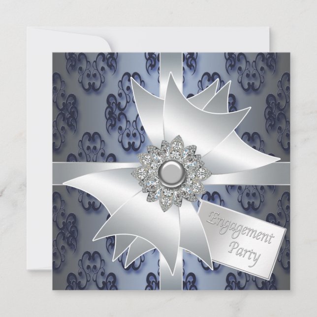 Elegantes invitaciones para una fiesta de compromi (Anverso)