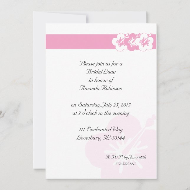 Elegantes invitaciones temáticas luau rosado (Anverso)