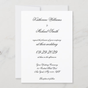 Elegantes invitaciones tradicionales a la boda bla