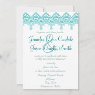 Elegantes invitaciones Verde azuladas de matrimoni