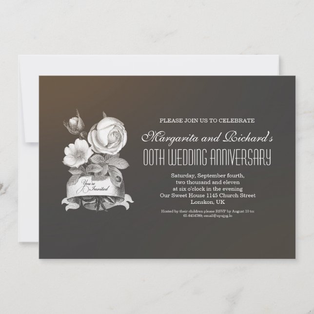 elegantes invitaciones vintage para aniversario de (Anverso)
