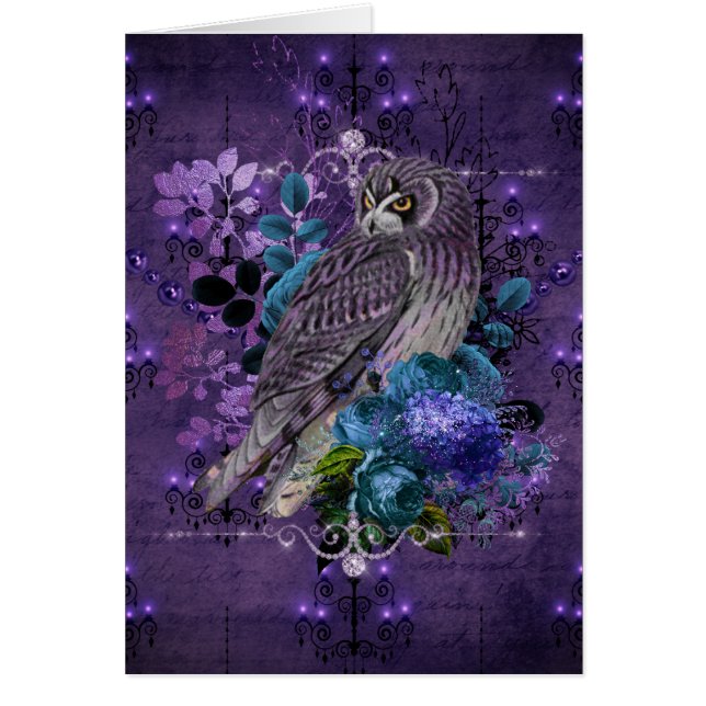 Elegantes lámparas y joyas de búho florido (Frente)