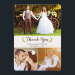 Elegantes Laurels Boda Gracias Tarjeta Plana De Fo<br><div class="desc">Elegante Laurels Boda Gracias Tarjeta Plana De Fotografía. Nota: Las imágenes de este diseño son sólo marcadores de posición. Por favor, reemplácelos con fotos propias antes de comprarlas. Esta tarjeta de agradecimiento de tres bodas de fotos se puede personalizar con sus propias fotos y texto. Fondo de Crema/Marfil en la...</div>