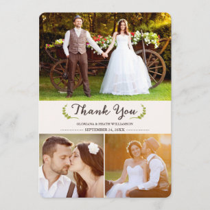 Elegantes Laurels Boda Gracias Tarjeta Plana De Fo