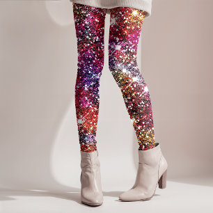 Elegantes leggings con monograma de purpurina fals