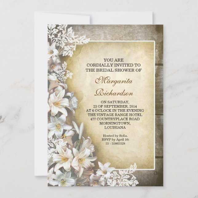 elegantes lirios victorianos invitaciones a la duc (Anverso)