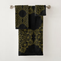 Elegantes Mandalas doradas en negro