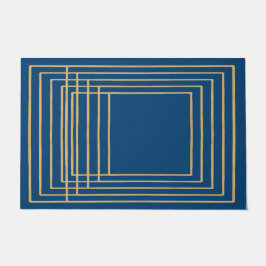 Elegantes marcos metálicos de azul y oro Alfombra 