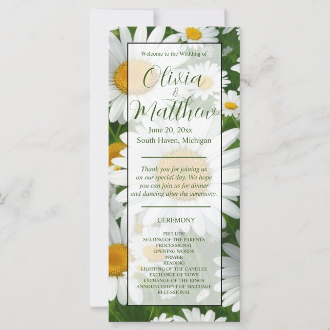 Elegantes margaritas blancas campos de flores blan (Anverso)