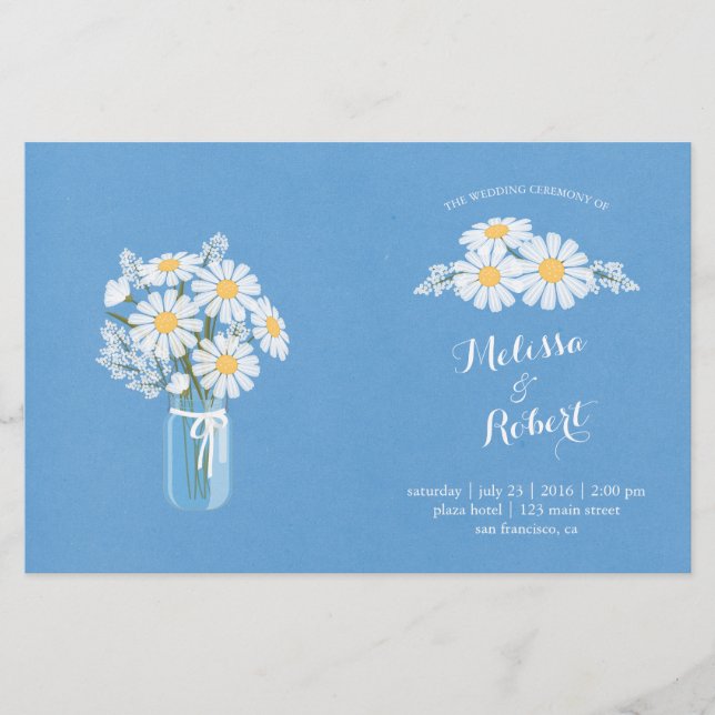 Elegantes margaritas blancas en el programa de la  (Anverso)