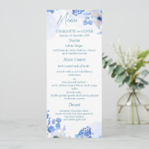 Elegantes Menús de Boda con Florales en Acuarela d