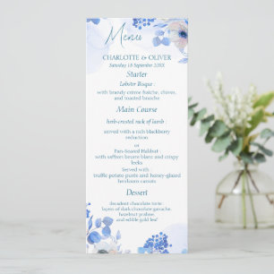 Elegantes Menús de Boda con Florales en Acuarela d