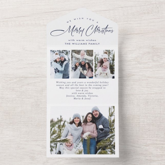 Elegantes Navidades 4 tarjetas de felicitación por (Interior)