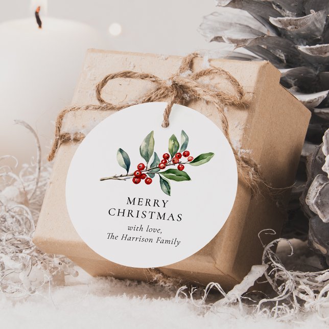 Elegantes Navidades acuarela Etiqueta de regalo bo (Subido por el creador)