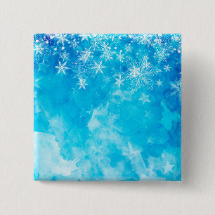 Elegantes Navidades Blue Snowflakes Botón Pin