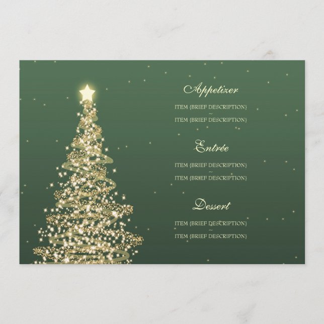 Elegantes Navidades Boda Menú Oro Verde (Anverso)