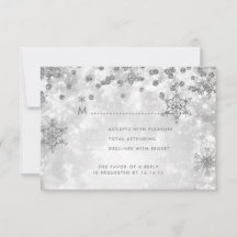 Elegantes Navidades Boda RSVP Sparkle Silver