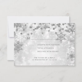 Elegantes Navidades Boda RSVP Sparkle Silver