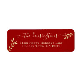 Elegantes Navidades con hojas de oro en etiqueta r