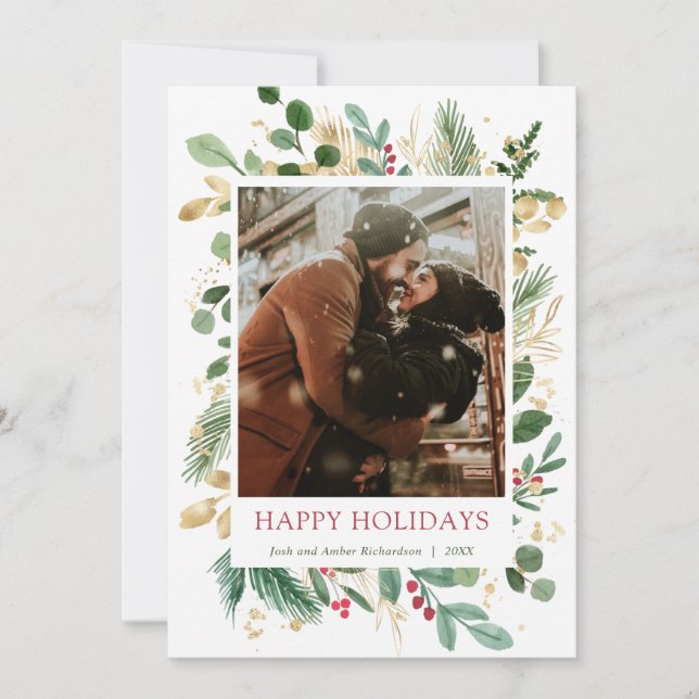 Elegantes Navidades de acuarela dorada Relieve met (Anverso)