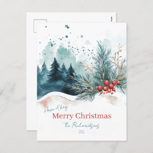 Elegantes Navidades de acuarela Postales forestale