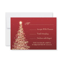 Elegantes Navidades de boda Rojo RSVP
