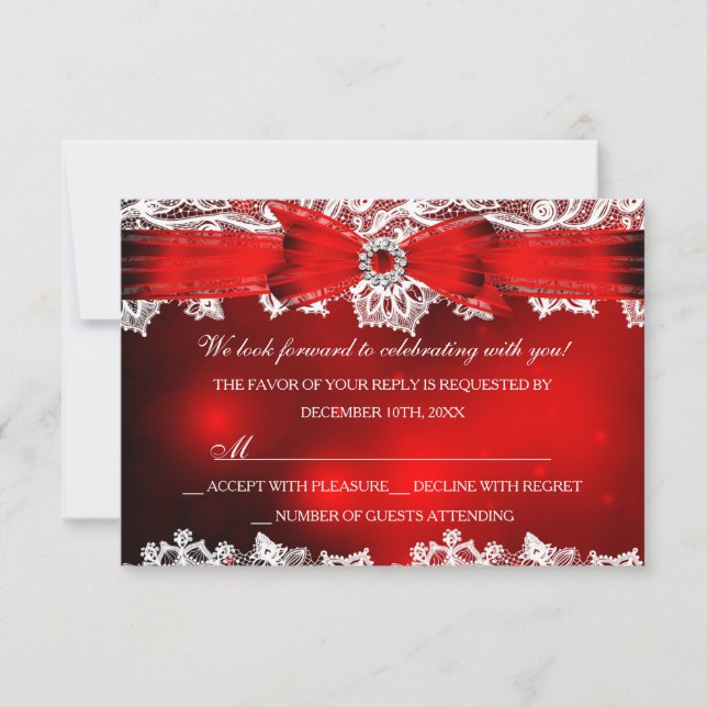 Elegantes Navidades de Lace & Bow Holiday RSVP (Anverso)