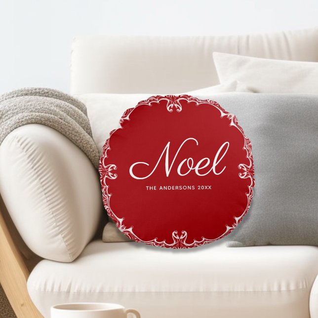 Elegantes Navidades de Noel Rojo Redondo Cojín dec (Subido por el creador)