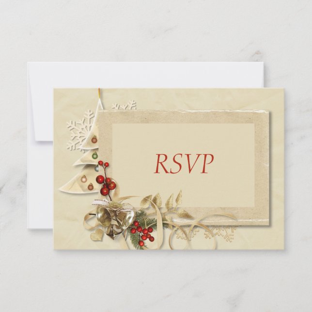 Elegantes Navidades de oro RSVP (Anverso)