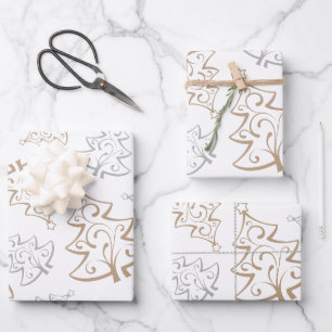 Elegantes Navidades de plata dorada Papel envuelto
