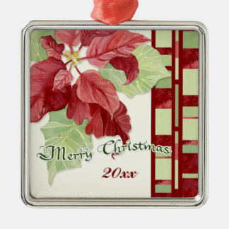 Elegantes Navidades de Poinsettia con ornamento pe