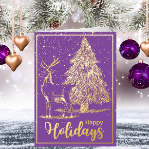 Elegantes Navidades de renos y árboles Amethyst