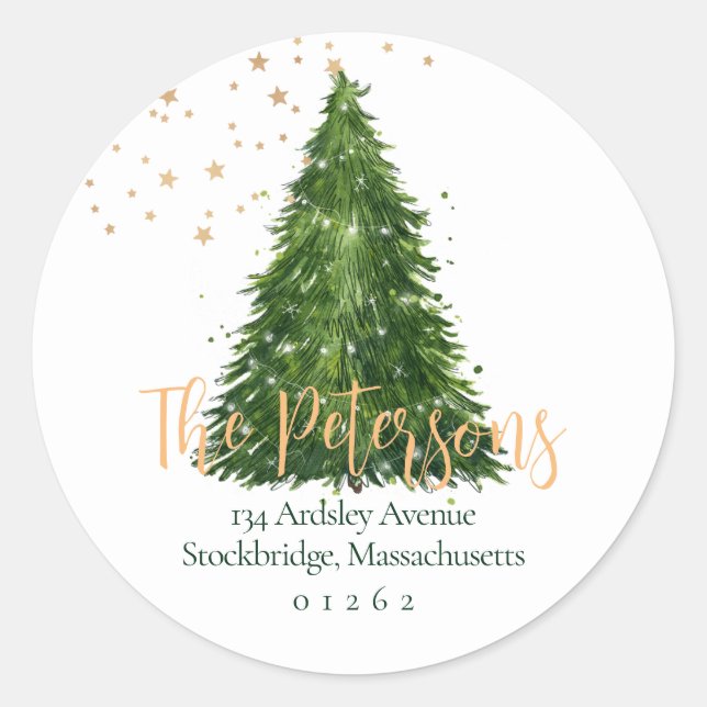 Elegantes Navidades de script devuelven etiquetas  (Anverso)