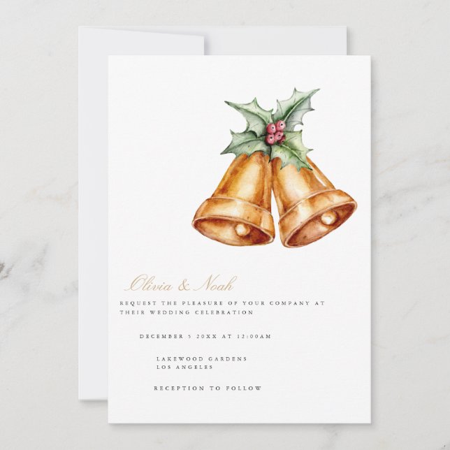 Elegantes Navidades Decor Boda Tarjeta de Invitaci (Anverso)