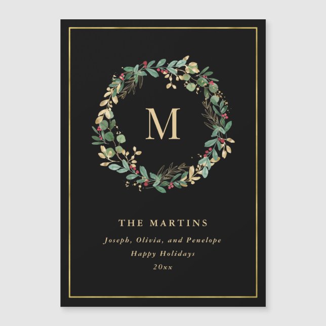 Elegantes Navidades dorados con monograma (Anverso)