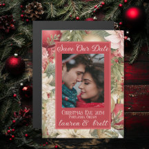 Elegantes Navidades Eve Photo Boda Magnet Card