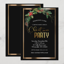 Elegantes Navidades festivos de oro Invitación