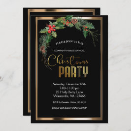 Elegantes Navidades festivos de oro Invitación