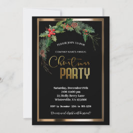 Elegantes Navidades festivos de oro Invitación