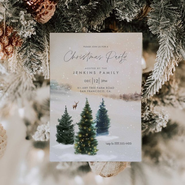 Elegantes Navidades Fiesta Woodland Invitación (Subido por el creador)