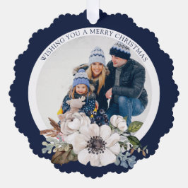 Elegantes Navidades floral Papel de foto tarjeta d