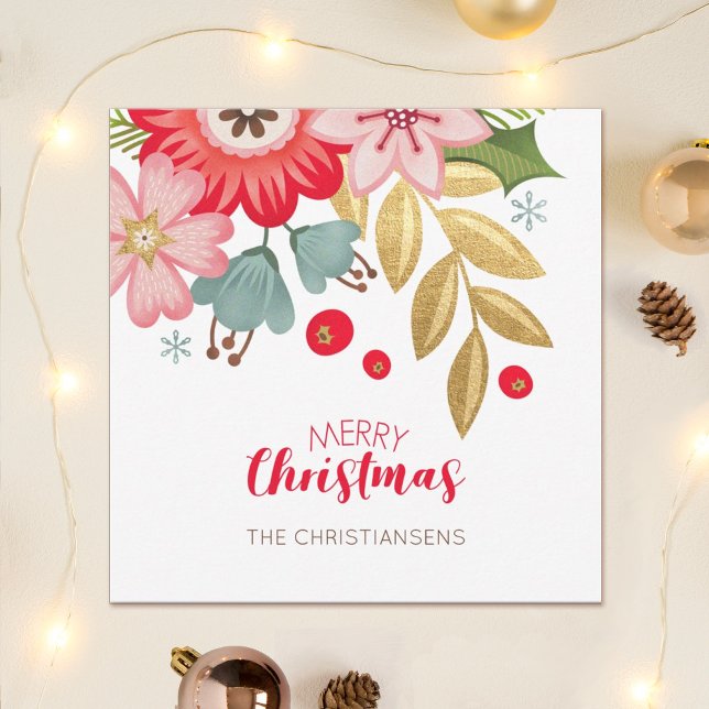 Elegantes Navidades florales Tarjeta de saludo de  (Subido por el creador)