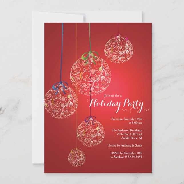 Elegantes Navidades golpean la invitación de vacac (Anverso)