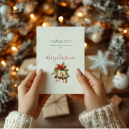 Elegantes Navidades Gracias Tarjeta en Verde y Roj