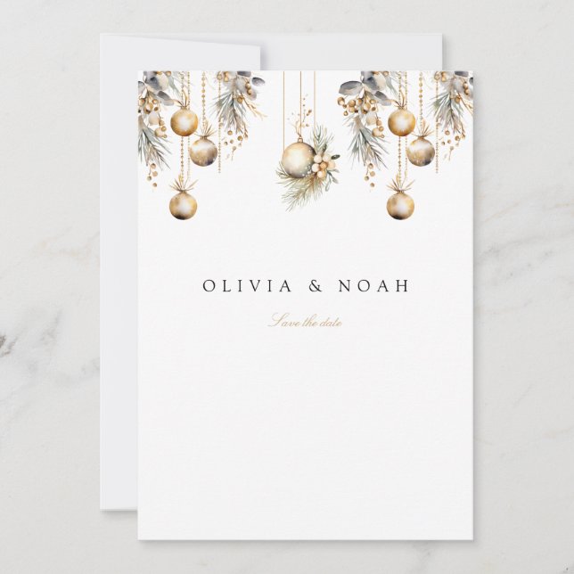 Elegantes Navidades Guardar La Tarjeta De Boda De  (Anverso)