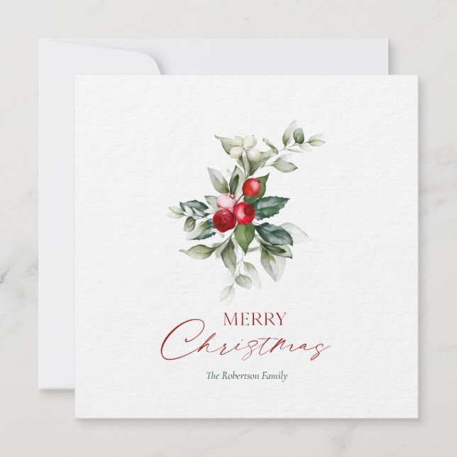 Elegantes Navidades Holly Card (Anverso)
