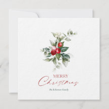 Elegantes Navidades Holly Card